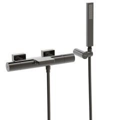 Tres Project-Tres fali termosztátos   kád csaptelep, kézizuhannyal metallic black 21117409KM
