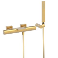 Tres Project-Tres fali termosztátos   kád csaptelep, kézizuhannyal matt arany 21117409OM