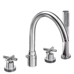 Tres Max-Tres peremre szerelhető, kétkaros kád csaptelep, kézizuhannyal, króm 163145