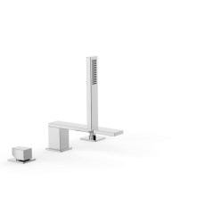 Tres Slim Exclusive peremre szerelhető, 3 üléses  kádcsaptelep, 180 mm-es kifolyóval, kézizuhannyal, króm 20216104