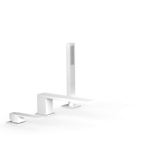 Tres Slim Exclusive peremre szerelhető, 3 üléses  kádcsaptelep, 180 mm-es kifolyóval, kézizuhannyal, matt fehér 20216103BM