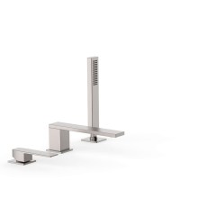 Tres Slim Exclusive peremre szerelhető, 3 üléses  kádcsaptelep, 180 mm-es kifolyóval, kézizuhannyal, steel 20216103AC