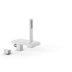 Tres Slim Exclusive peremre szerelhető, 3 üléses  kádcsaptelep, cascade kifolyóval, kézizuhannyal, króm 20266102