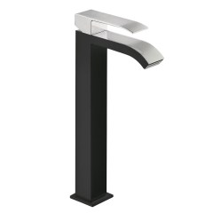 Tres Cuadro Exclusive egykaros mosdó csaptelep, 318mm magas, cascade kifolyóval fekete-króm  00681001NE