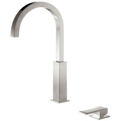 Tres Cuadro Exclusive magasított, peremre szerelhető, 2 üléses mosdó csaptelep, steel  00610504AC