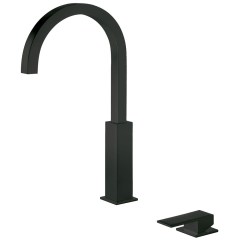 Tres Cuadro Exclusive magasított, peremre szerelhető, 2 üléses mosdó csaptelep, matt fekete  00610504NM