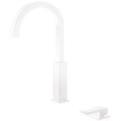 Tres Cuadro Exclusive magasított,  peremre szerelhető, 2 üléses mosdó csaptelep, matt fehér  00610504BM