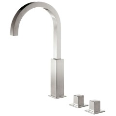 Tres Cuadro Exclusive magasított, peremre szerelhető, 3 üléses kád csaptelep, steel  00810504AC