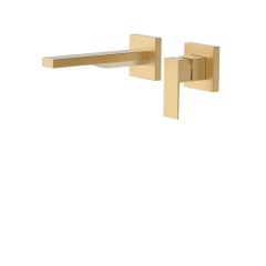 Tres Cuadro Exclusive falba süllyesztett, kétrészes, egykaros mosdó csaptelep, matt arany 00620012OM