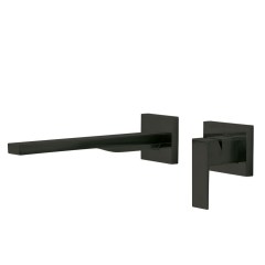 Tres Cuadro Exclusive falba süllyesztett, kétrészes, egykaros mosdó csaptelep, 245 mm-es kifolyóval, matt fekete  00620011NM