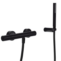 Tres Study Exclusive fali zuhany csaptelep, szatén tömlős kézizuhannyal, matt fekete 26116701NM