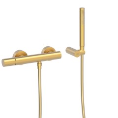 Tres Study Exclusive fali zuhany csaptelep, szatén tömlős kézizuhannyal, matt arany 26116701OM