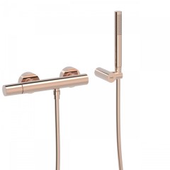 Tres Study Exclusive fali zuhany csaptelep, szatén tömlős kézizuhannyal, rose gold 26116701OP
