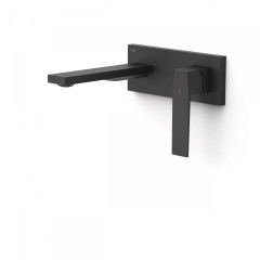 Tres Slim Exclusive falba süllyesztett egykaros mosdó csaptelep, 180 mm-es kiömlővel, leeresztővel, matt fekete  20230011NM