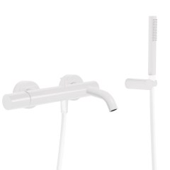 Tres Study Exclusive fali zuhany és kádtöltő csaptelep, szatén tömlős kézizuhannyal, matt fehér 26117001BM