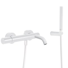 Tres Study Exclusive fali zuhany és kádtöltő csaptelep, szatén tömlős kézizuhannyal, fehér 26117001TBL