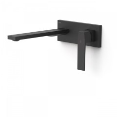 Tres Slim Exclusive falba süllyesztett egykaros mosdó csaptelep, 240 mm-es kiömlővel, leeresztővel,  matt fekete 20230012NM