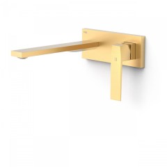 Tres Slim Exclusive falba süllyesztett egykaros mosdó csaptelep, 240 mm-es kiömlővel, leeresztővel, matt arany 20230012OM