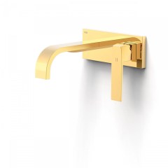 Tres Slim Exclusive falba süllyesztett egykaros mosdó csaptelep, 180 mm-es íves kiömlővel, leeresztővel, arany  20230013OR