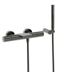 Tres Study Exclusive fali termosztátos zuhany csaptelep, cascade kifolyóval, kézizuhannyal, metallic black 26117209KM