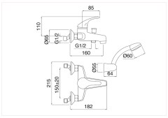 Bugnatese Xara 6502 - kádcsaptelep zuhanyszettel