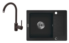 Deante Zorba 1 medencés mosogató rövid csepegtetővel + álló csaptelep 