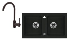 Deante Zorba 2 medencés mosogató csepegtető nélkül + álló csaptelep 