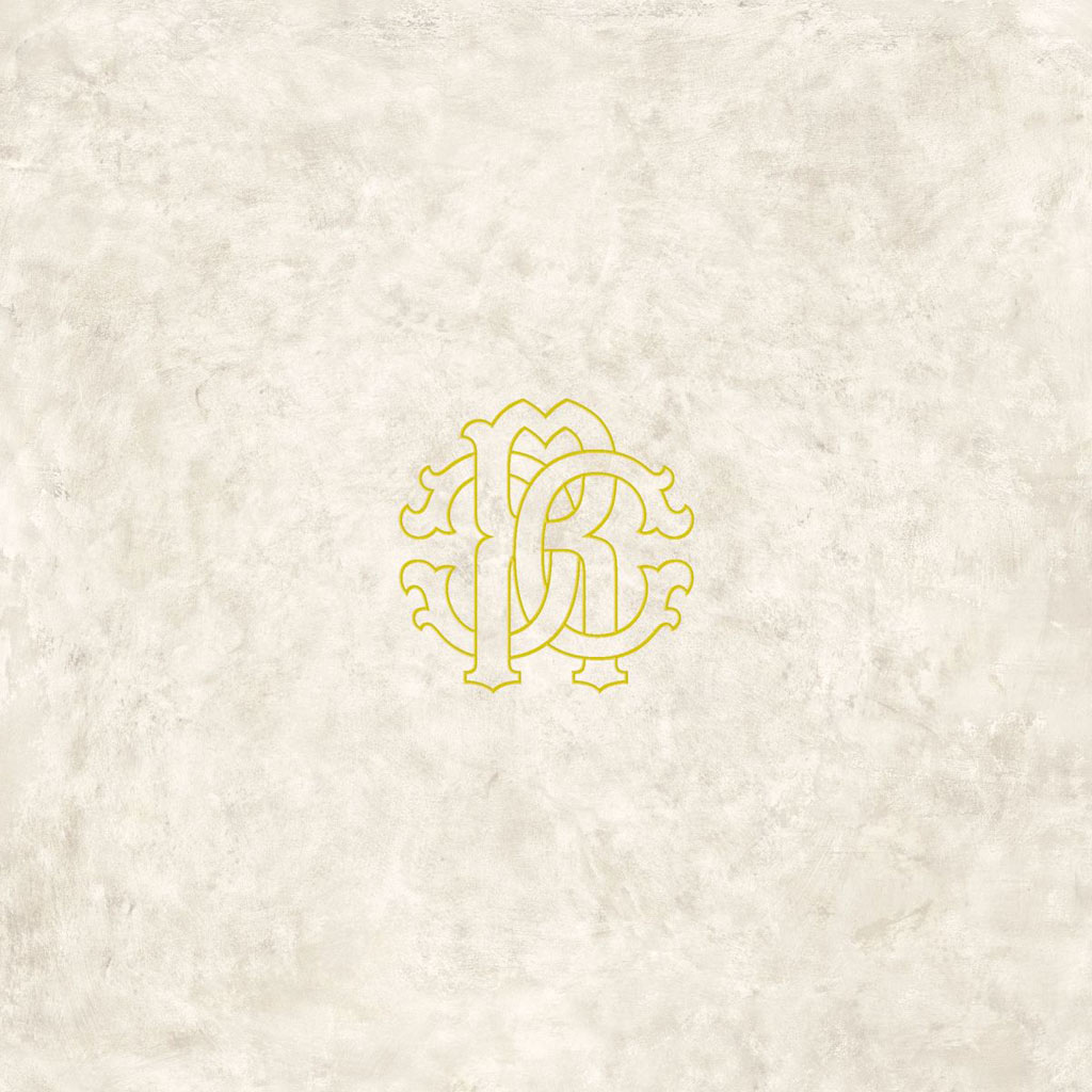 Roberto Cavalli Metal Soul Logo Araldico Platinum padlólap 80x80 cm