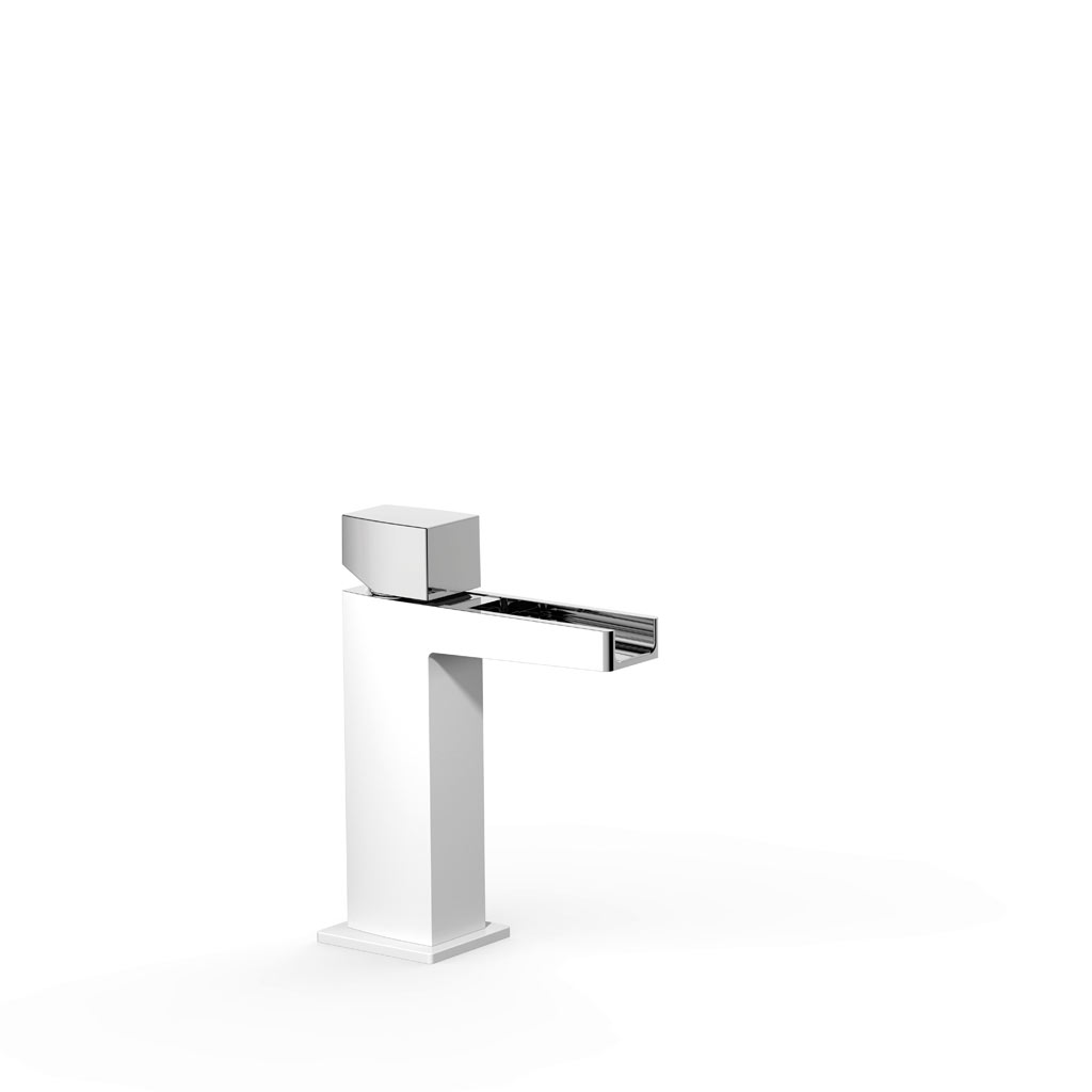 Tres Slim Exclusive mosdó csaptelep, leeresztő nélkül, cascade kifolyóval fehér-króm  20211002BL