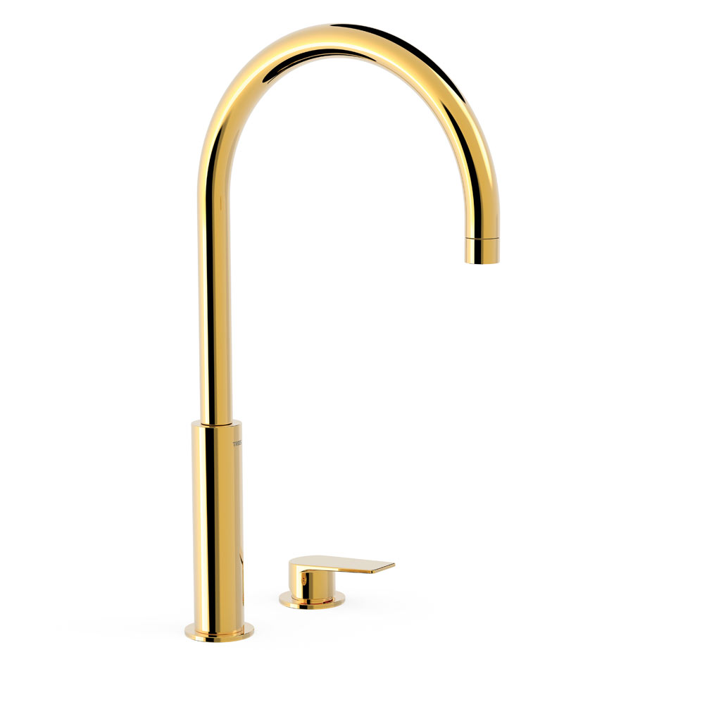 Tres Project-Tres peremre szerelhető,magasított, kétüléses mosdó csaptelep arany 21110502OR