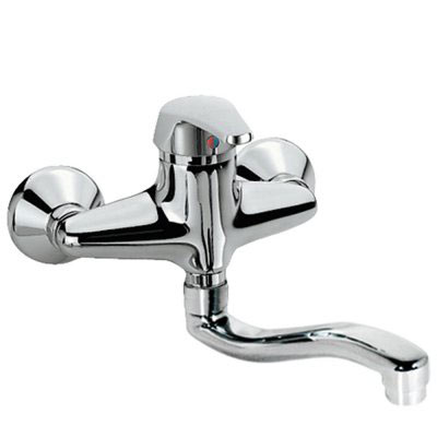 Konyhai egykaros, fali mosogató csaptelep, 130 mm-es kifolyóval, króm 07032003