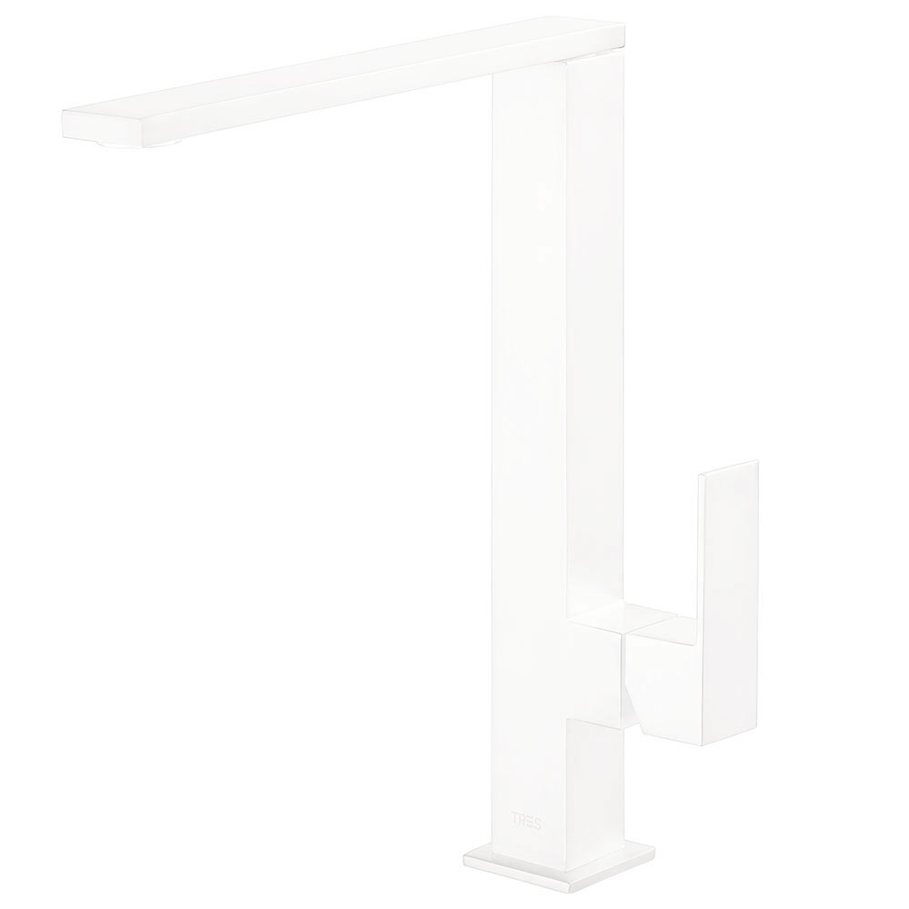 Tres Cuadro Exclusive magasított egykaros mosdó csaptelep,  matt fehér 00648501BM