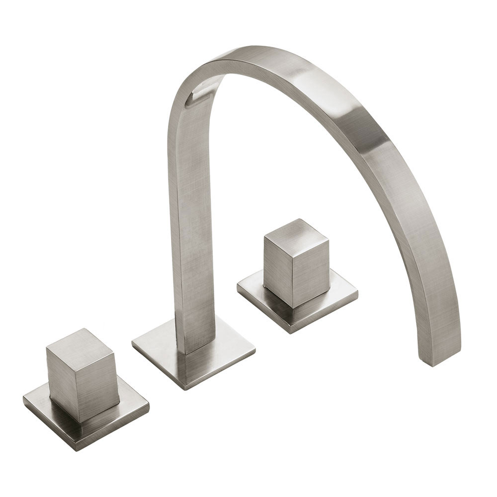 Tres Cuadro Exclusive peremre szerelhető, 3 üléses kád csaptelep, steel  00810501AC