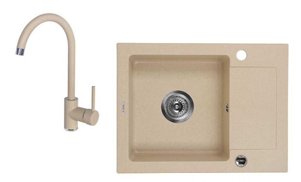 Deante Zorba 1 medencés mosogató rövid csepegtetővel + álló csaptelep 