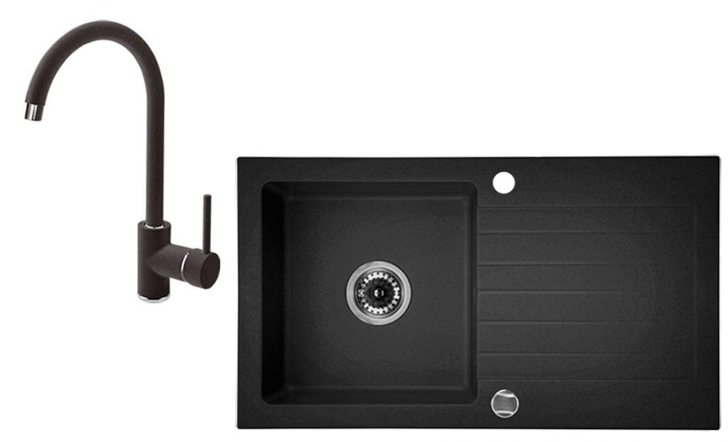 Deante Zorba 1 medencés mosogató csepegtetővel + álló csaptelep 