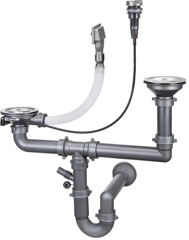 Deante szifon 1,5 és 2 medencés acél mosogatókhoz 